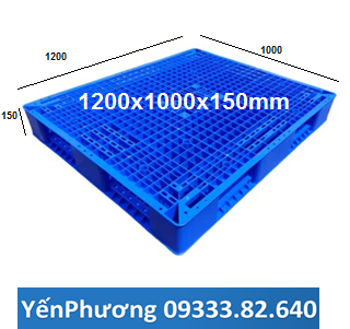 Pallet nhựa hai mặt 1200x1000x150mm (xanh)