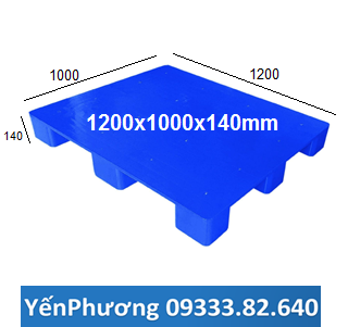 Pallet nhựa mặt kín 1200x1000x140mm (xanh)